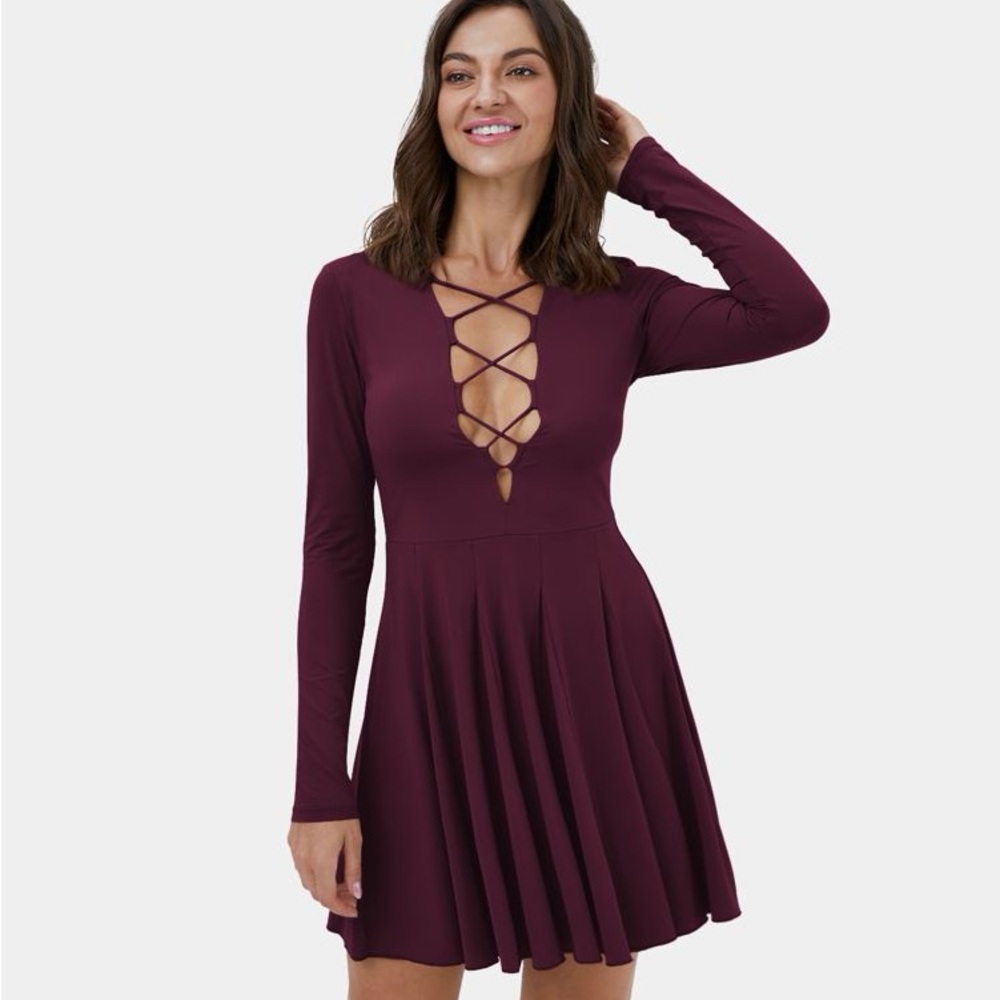 Halara Dark Crimson Crisscross Dress